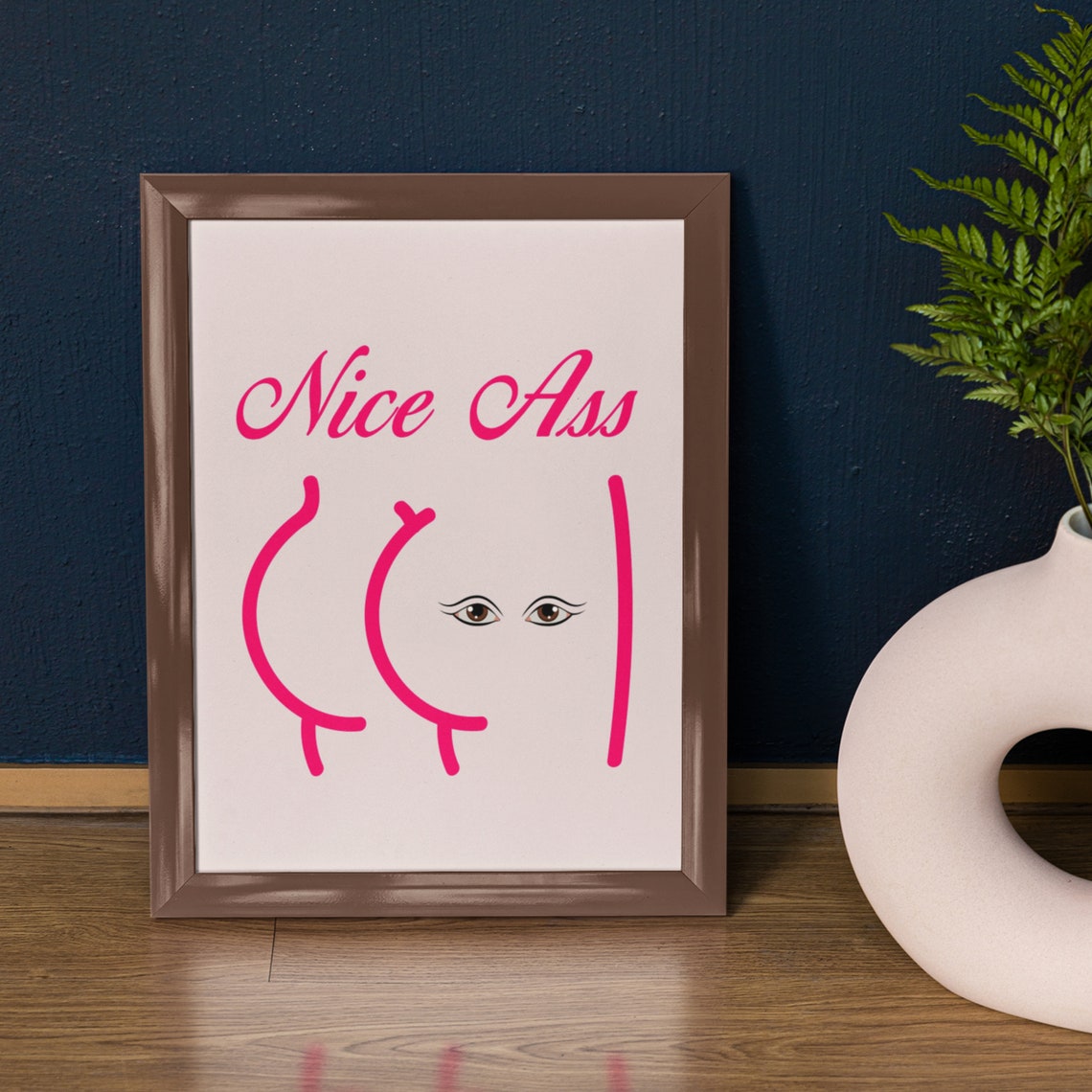 Nice Ass Pink Script Cheeky Minimalist Butt Line Art Funny Poster - Image 5