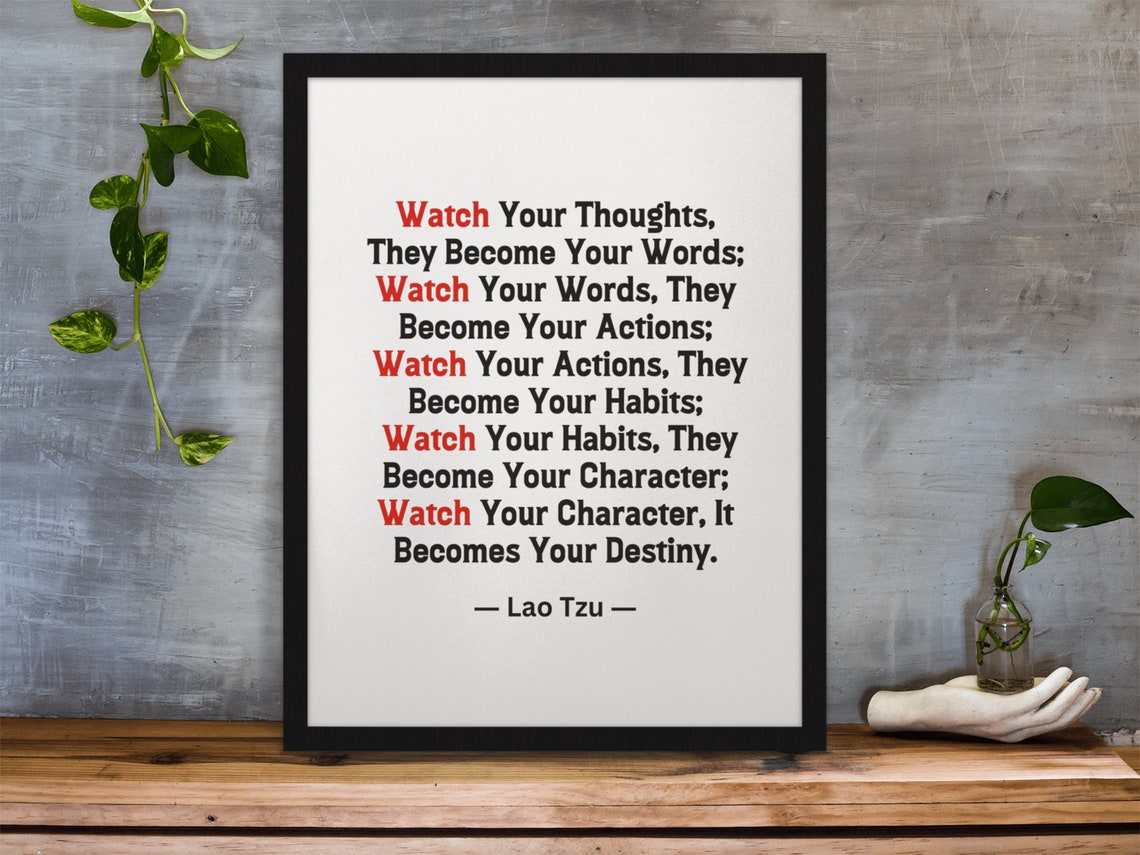 Watch Your Thoughts Lao Tzu Quote Inspirational Typography Poster