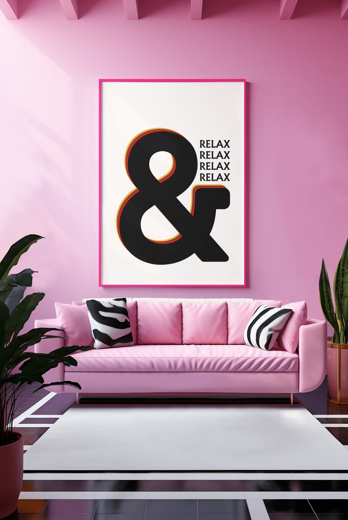 And Relax Ampersand Lounge Living Room Bathroom Wall Art Prints Posters Pictures Contemporary Typography Bold - Image 4