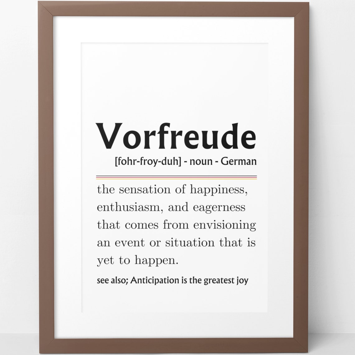 Vorfreude Definition German Anticipation Joy Happiness Word Art Poster - Image 2