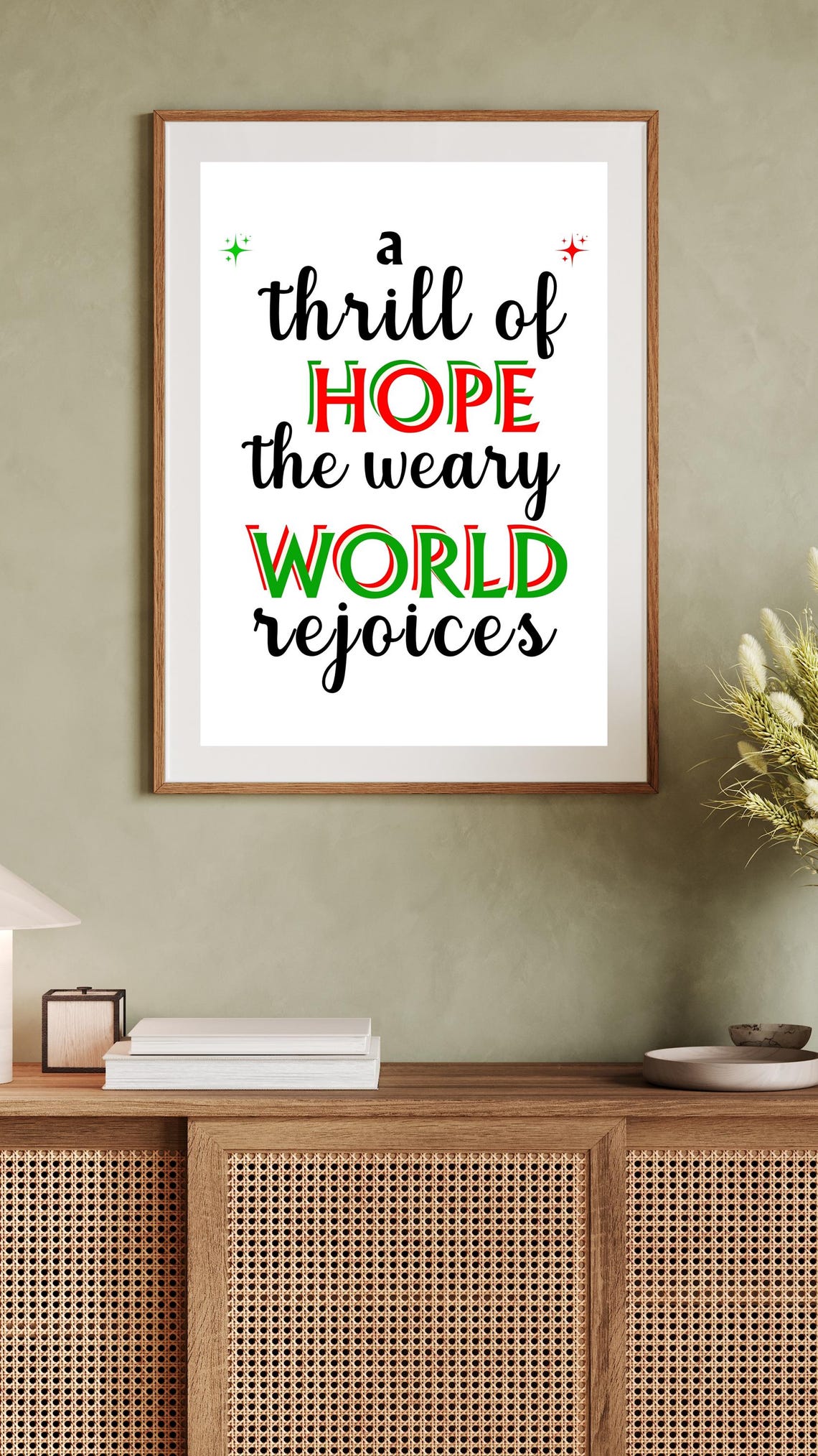 A Thrill Of Hope The Weary World Rejoices Retro Christmas Poster - Image 3