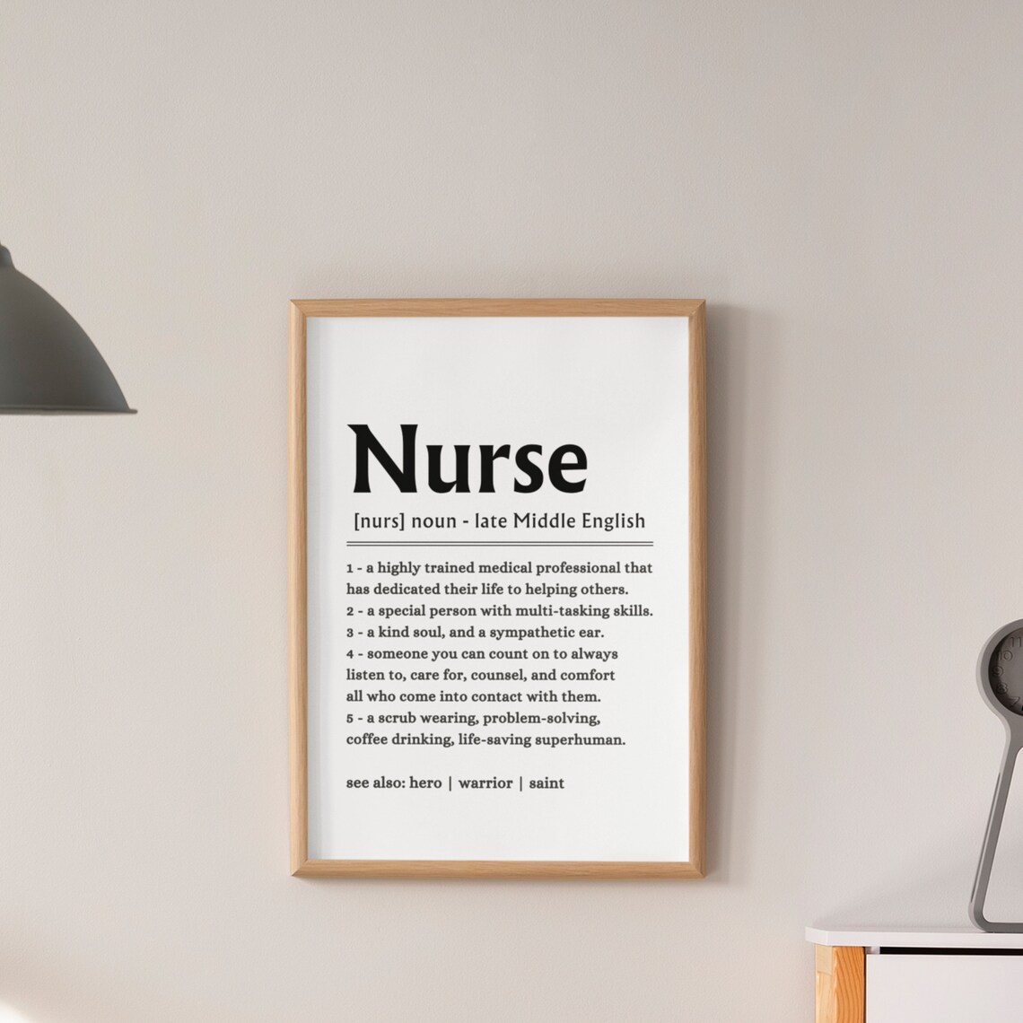 Nurse Definition Appreciation Hero Gift Medical Thank You Quote Poster - Image 3