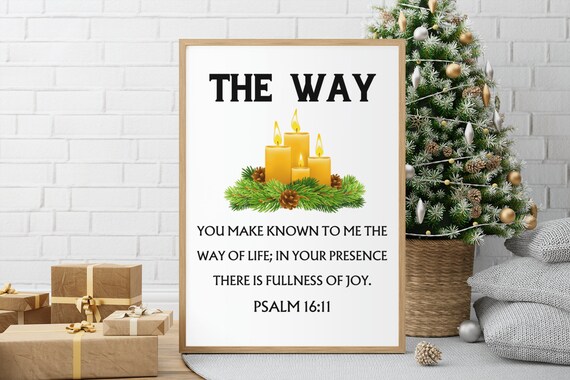 The Way Psalm 16 Verse 11 Bible Verse Golden Candle Wreath Poster
