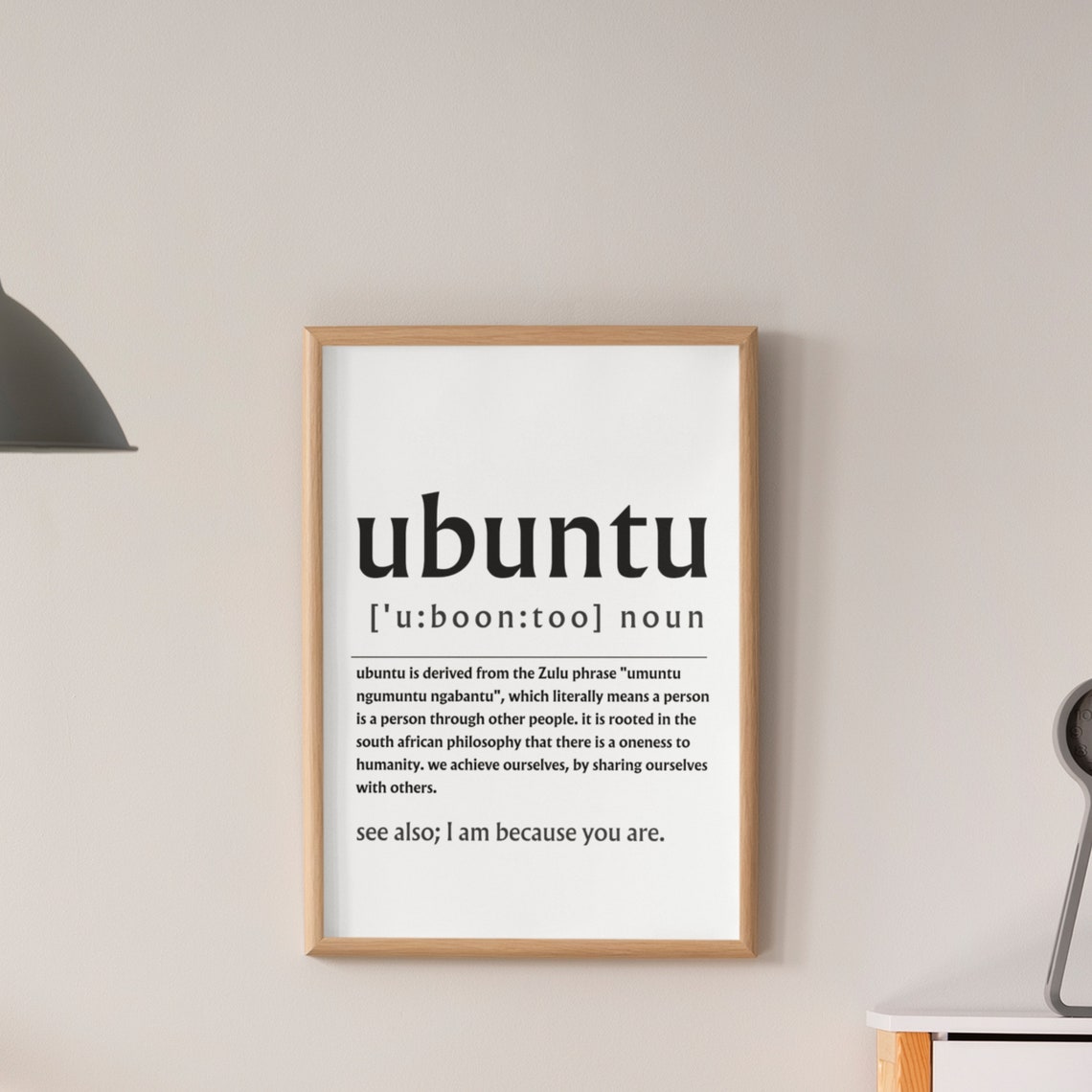 Ubuntu Zulu Philosophy Definition I Am Because You Are Poster - Image 4