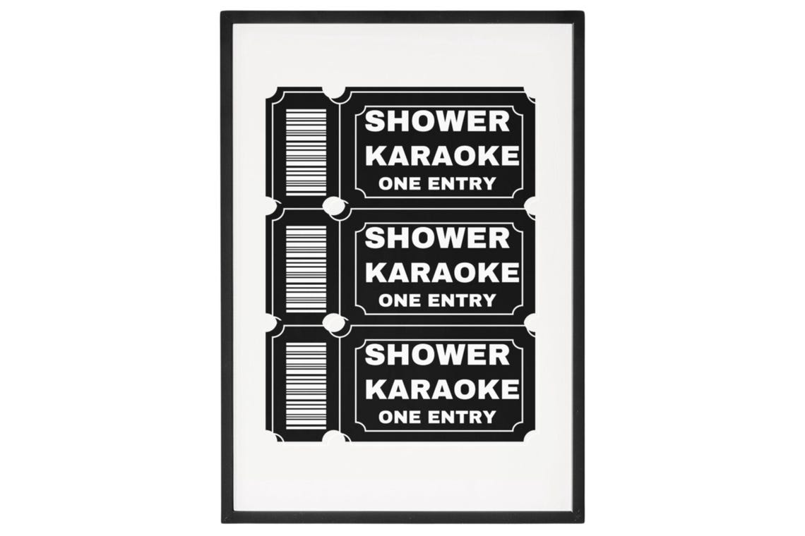 Shower Karaoke Ticket Black White Bathroom Funny Music Gift Poster - Image 9