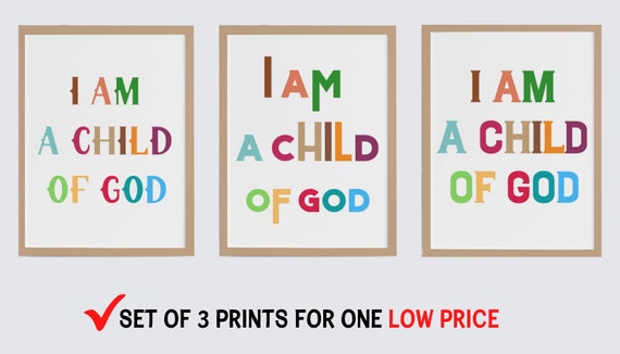 I Am A Child Of God Print Rainbow Nursery Decor Wall Art