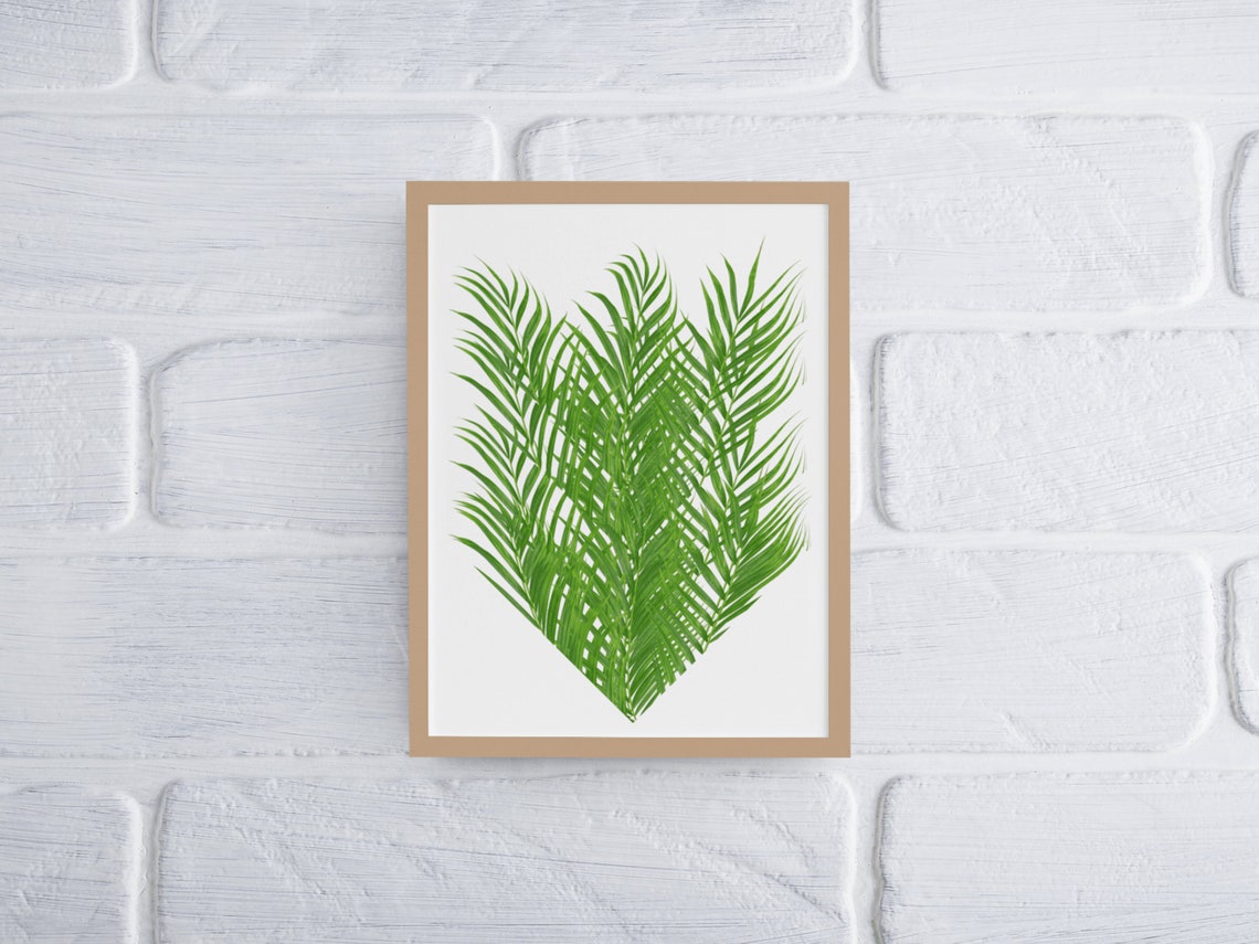 Palm Leaf Heart Tropical Botanical Green Fronds Decor Poster - Image 3