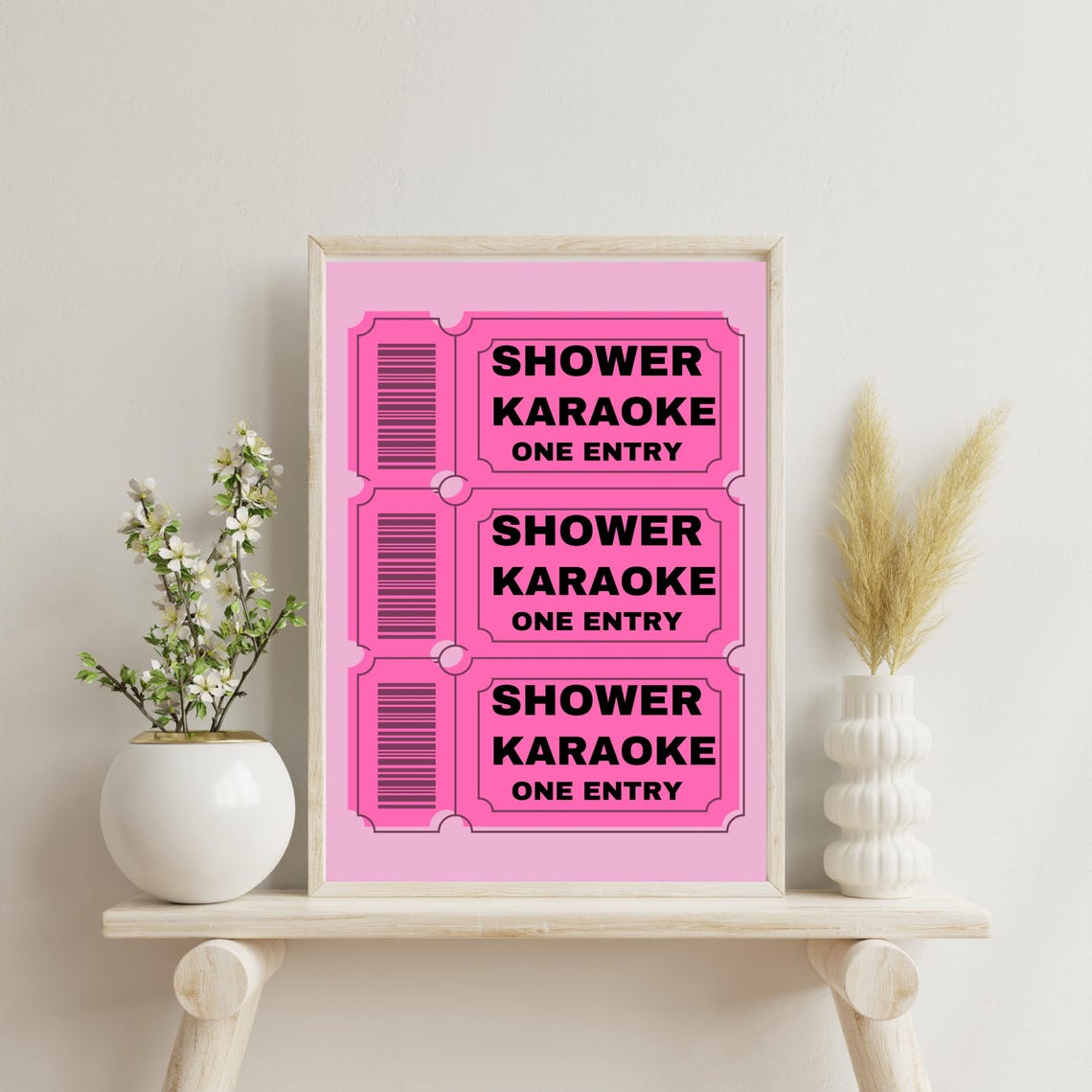Shower Karaoke Ticket Hot Pink Bathroom Funny Singing Gift Poster - Image 7