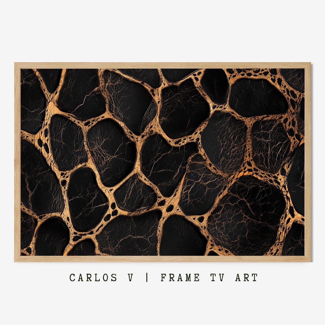 Textured Black Alligator Leather Pattern With Golden Veins Poster
