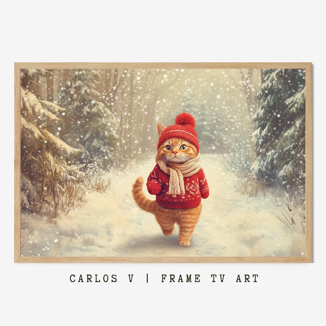 Kitten In Knitted Sweater, Winter Cat Illustration