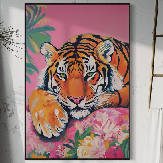 Colorful Tiger Art Print, Bold Jungle Decor