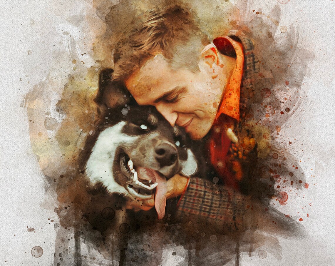 Personalized Watercolor Dog Portrait, Pet Memorial