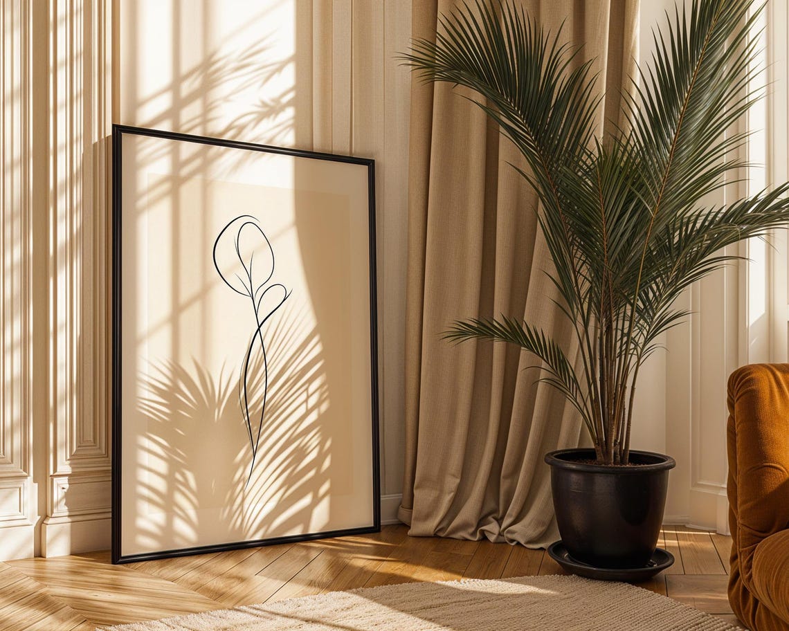 Minimalist Floral Single Line Art Elegant Botanical Wall Poster - Image 5