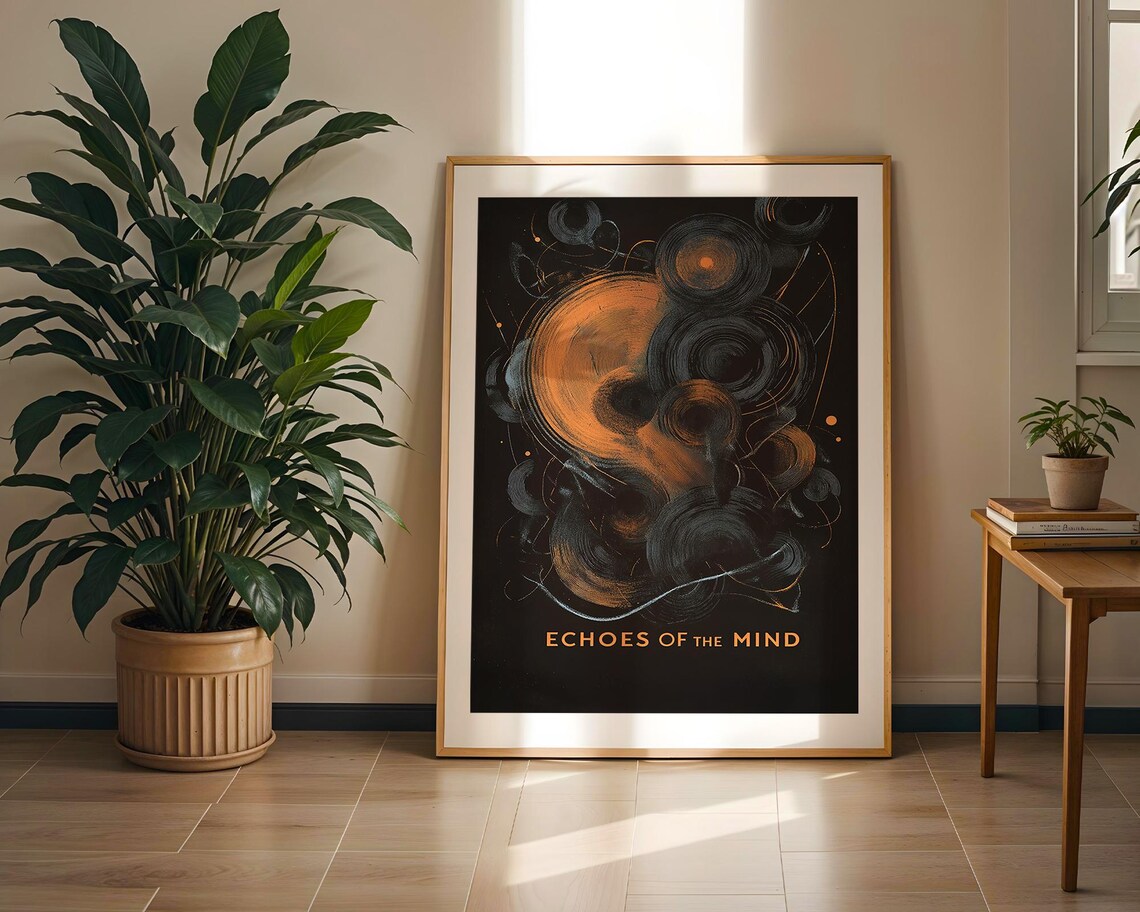 Echoes of the Mind Abstract Gold Swirl Psychology Surreal Poster
