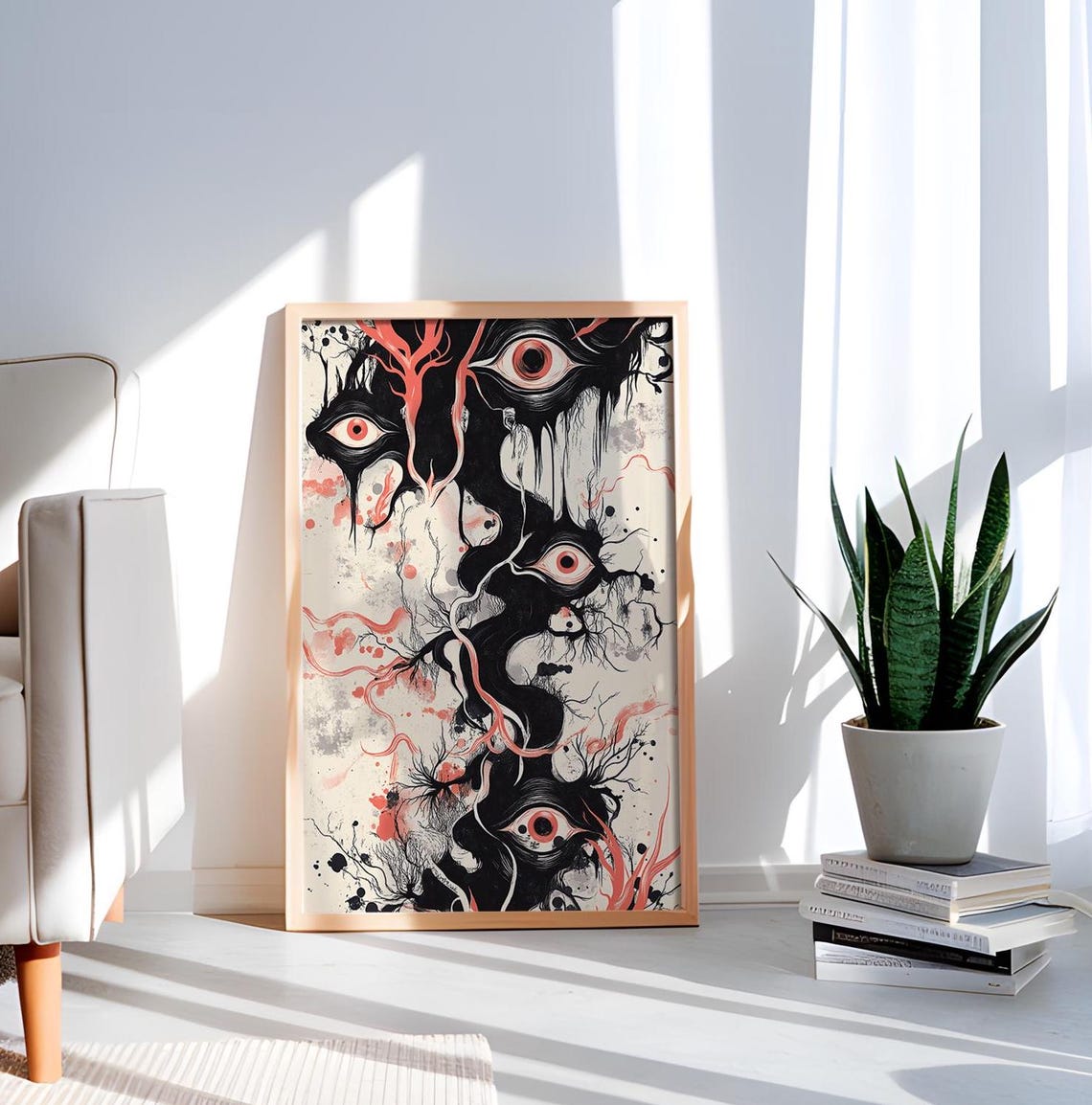 Dark Ink Eyes Abstract Horror Occult Surreal Creepy Wall Poster