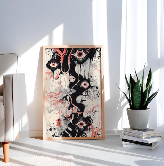 Eerie Vision Art Print Surreal Horror Eye Wall Occult Abstract Ink Illustration