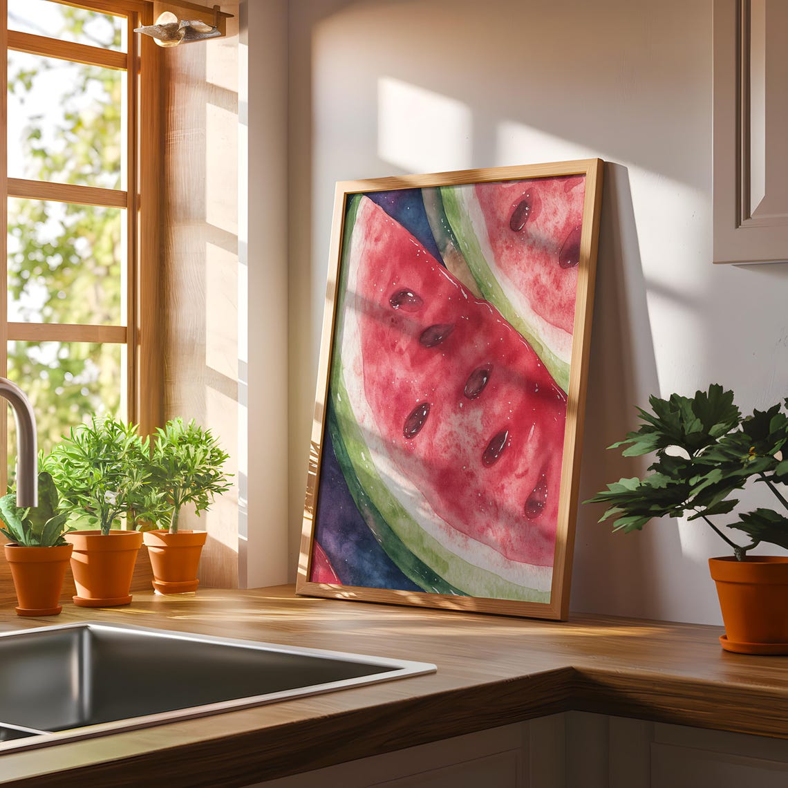 Watermelon Slice Art Print Juicy Fruit Wall Vibrant Summer Kitchen Dcor - Image 2