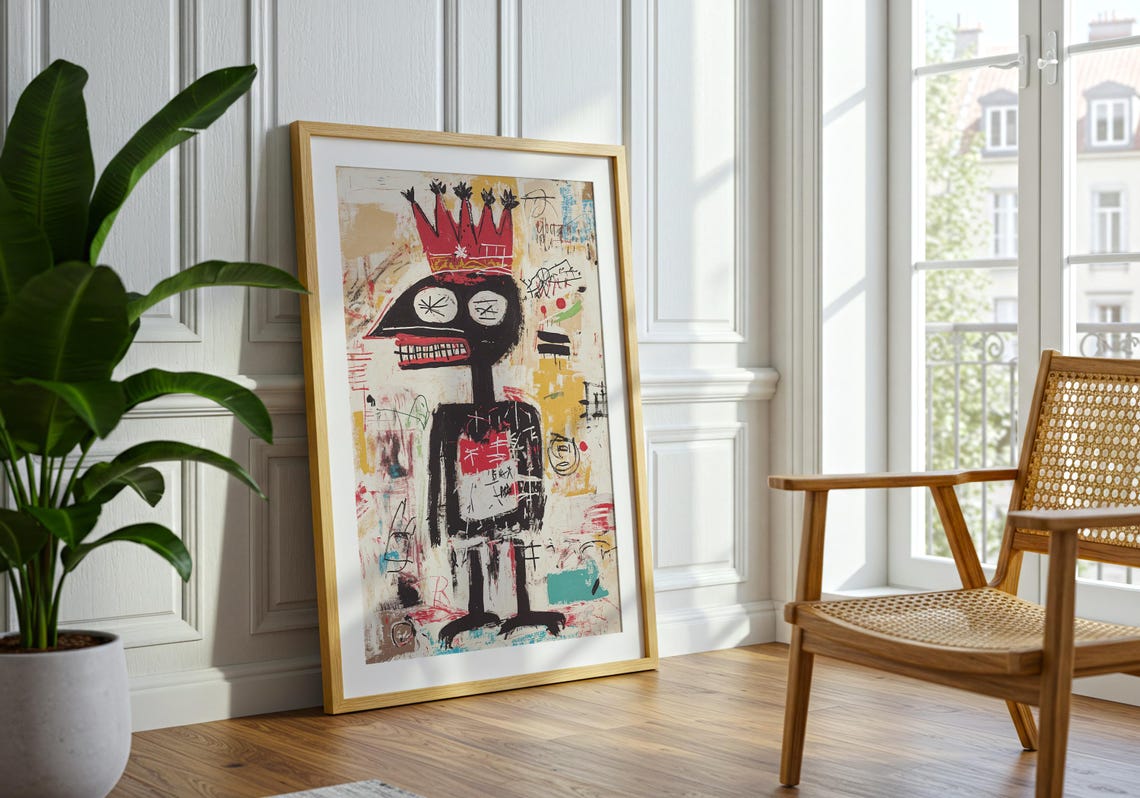 Crowned Figure Neo Expressionist Street Art Raw Urban Graffiti Poster - Image 2