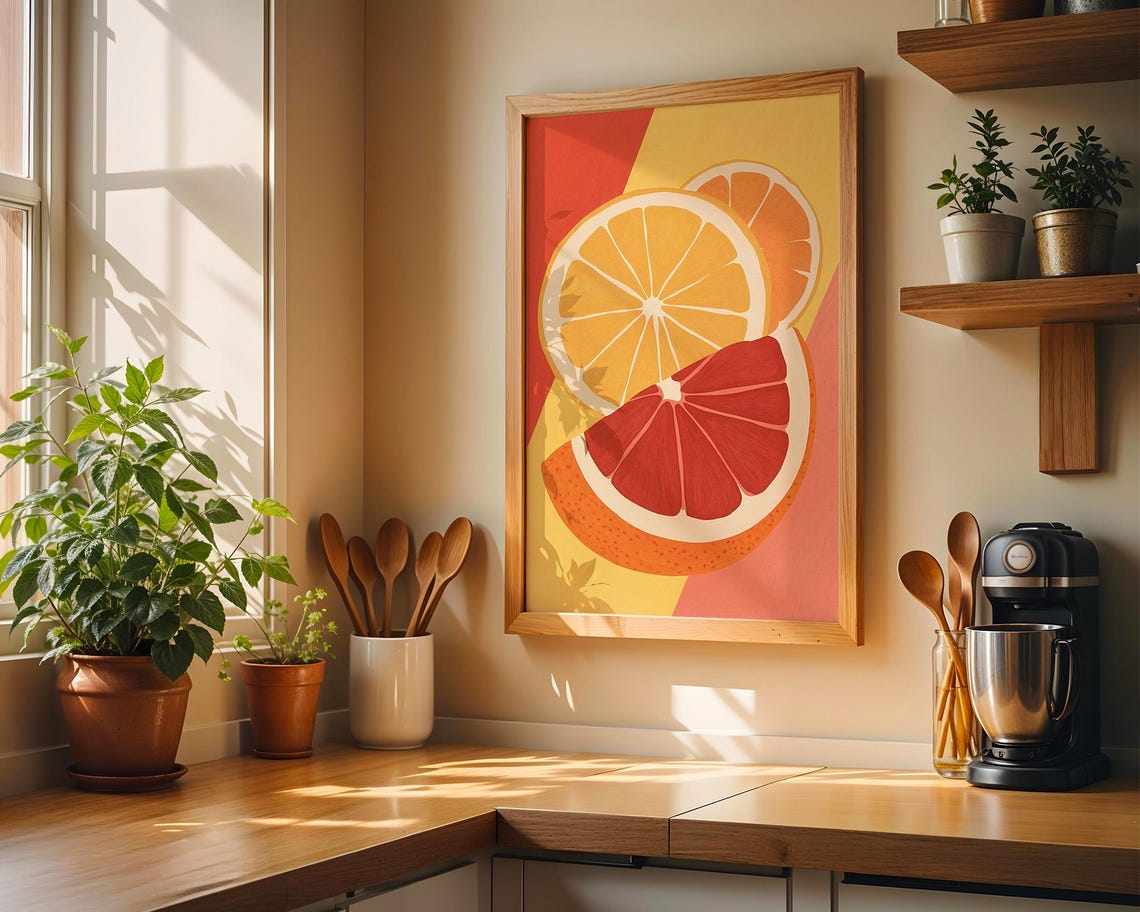 Citrus Harmony Art Print Orange Grapefruit Pop Vibrant Retro Kitchen Dcor - Image 4