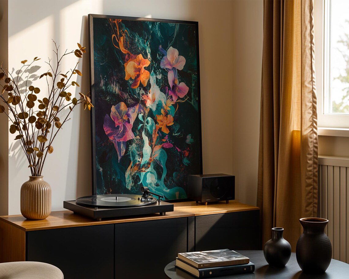 Mystic Bloom Dark Floral Fantasy Ethereal Watercolor Art Print - Image 4