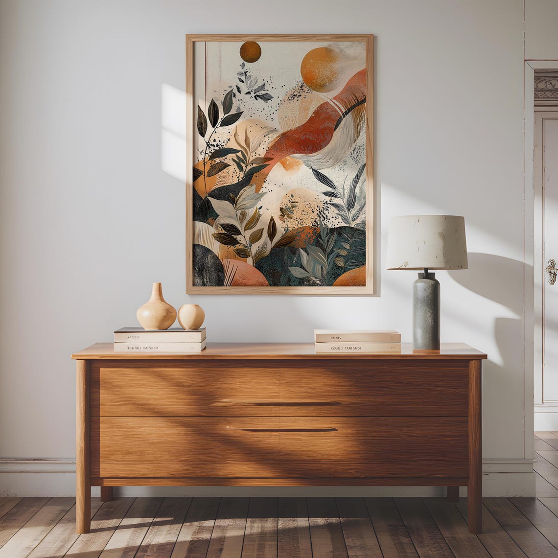Earthy Terracotta Sun Abstract Art Print Warm Botanical Landscape - Image 5