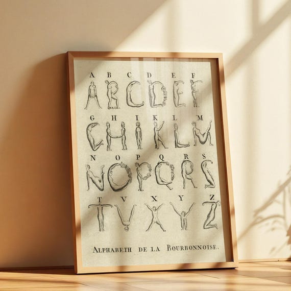 Vintage Alphabet Wall Art Print Fun Educational Poster For Nursery Kids Room Rustic Home Or Classroom Decor Gift Idea