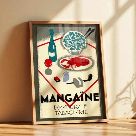 Vintage French Art Deco Poster Retro Advertising Print Bold Graphic Design Classic 1920s Illustration Elegant Wall Decor Foodie Gift