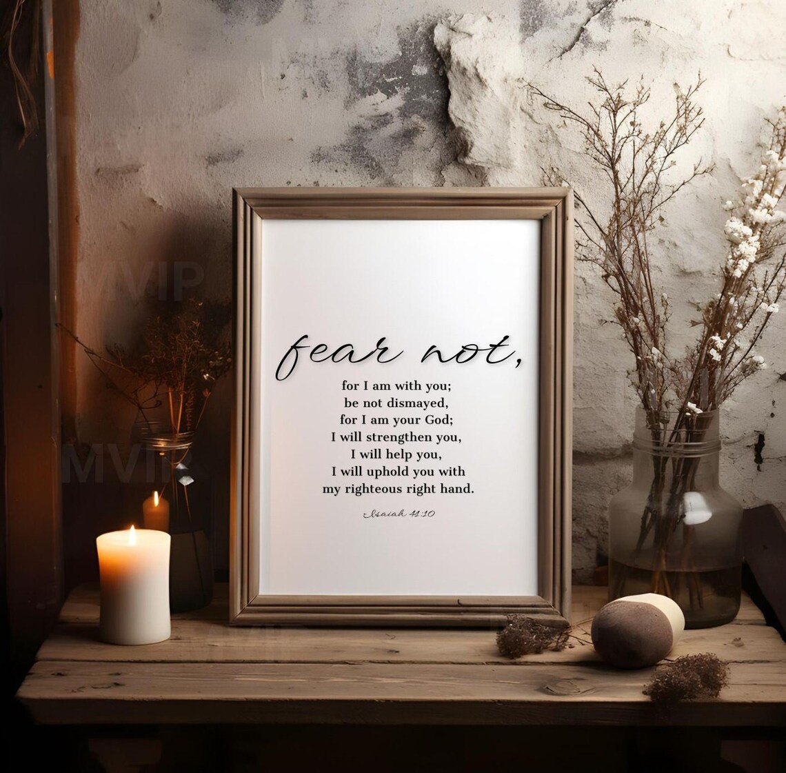 Fear Not For I Am With You Isaiah 41:10 Rustic Christian Scripture Poster