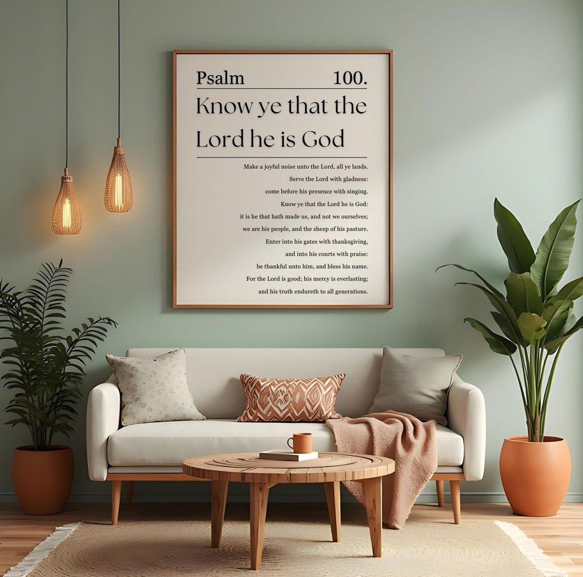 Psalm 100 Know Ye That The Lord He Is God Bible Verse Wall Art Poster - Image 3
