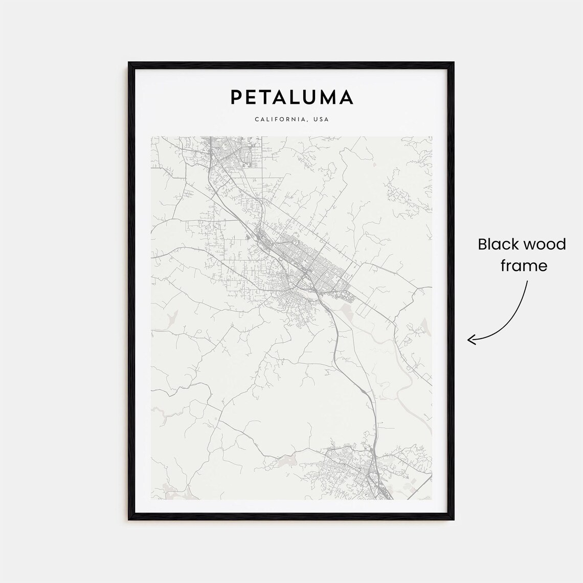 Petaluma California USA Minimalist Street Map Decor Art Poster - Image 3