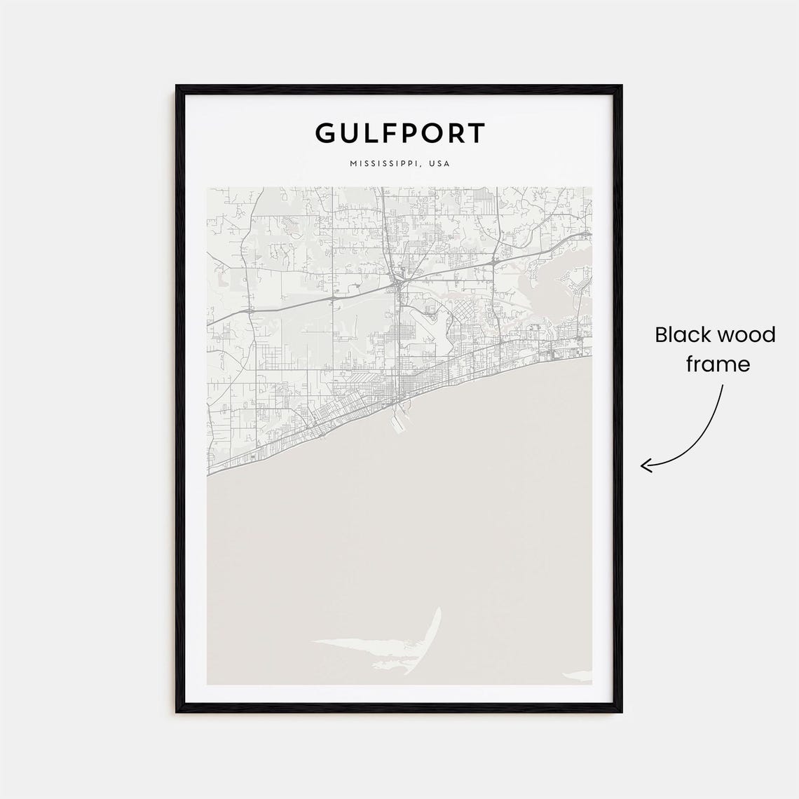 Gulfport Mississippi Minimalist Gulf Coast Map Wall Decor Poster - Image 3