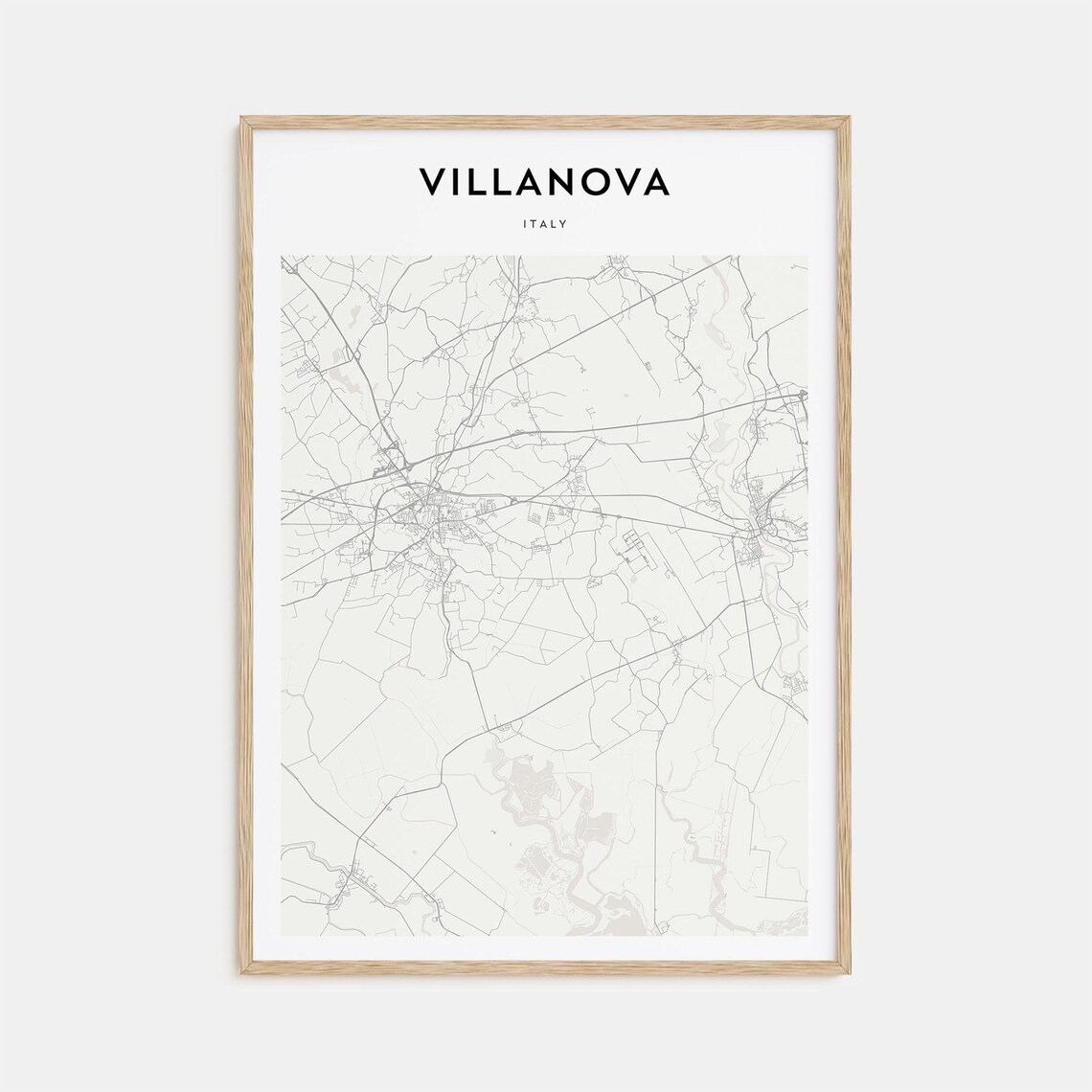 Villanova Italy Charming Minimalist Town Street Map Art Poster