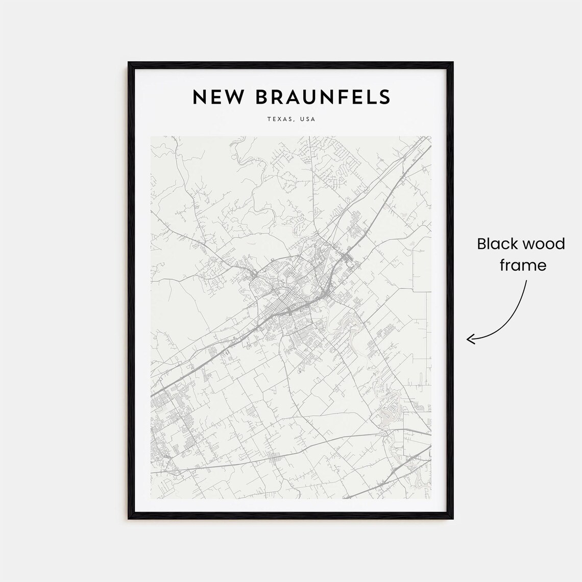 New Braunfels Texas Minimalist Street Map Hill Country City Poster - Image 3