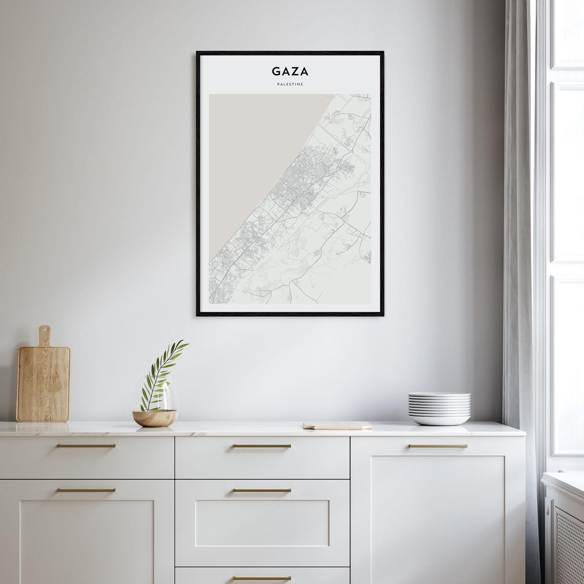 Gaza Palestine Mediterranean Coast Minimalist Street Map Travel Poster - Image 2