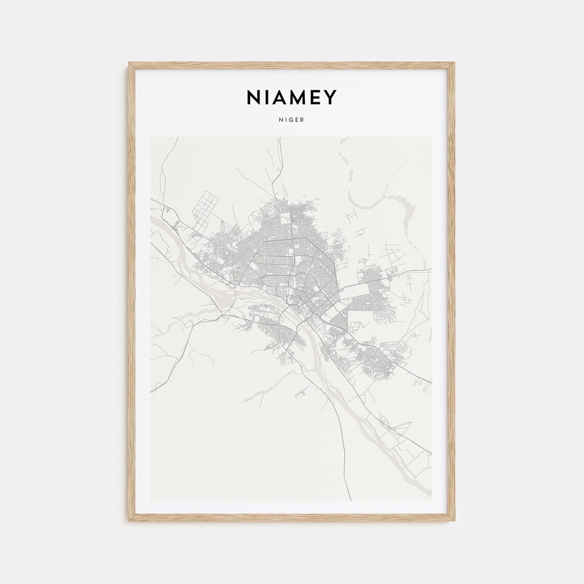 Niamey Niger Minimalist Street Map African Capital City Travel Poster