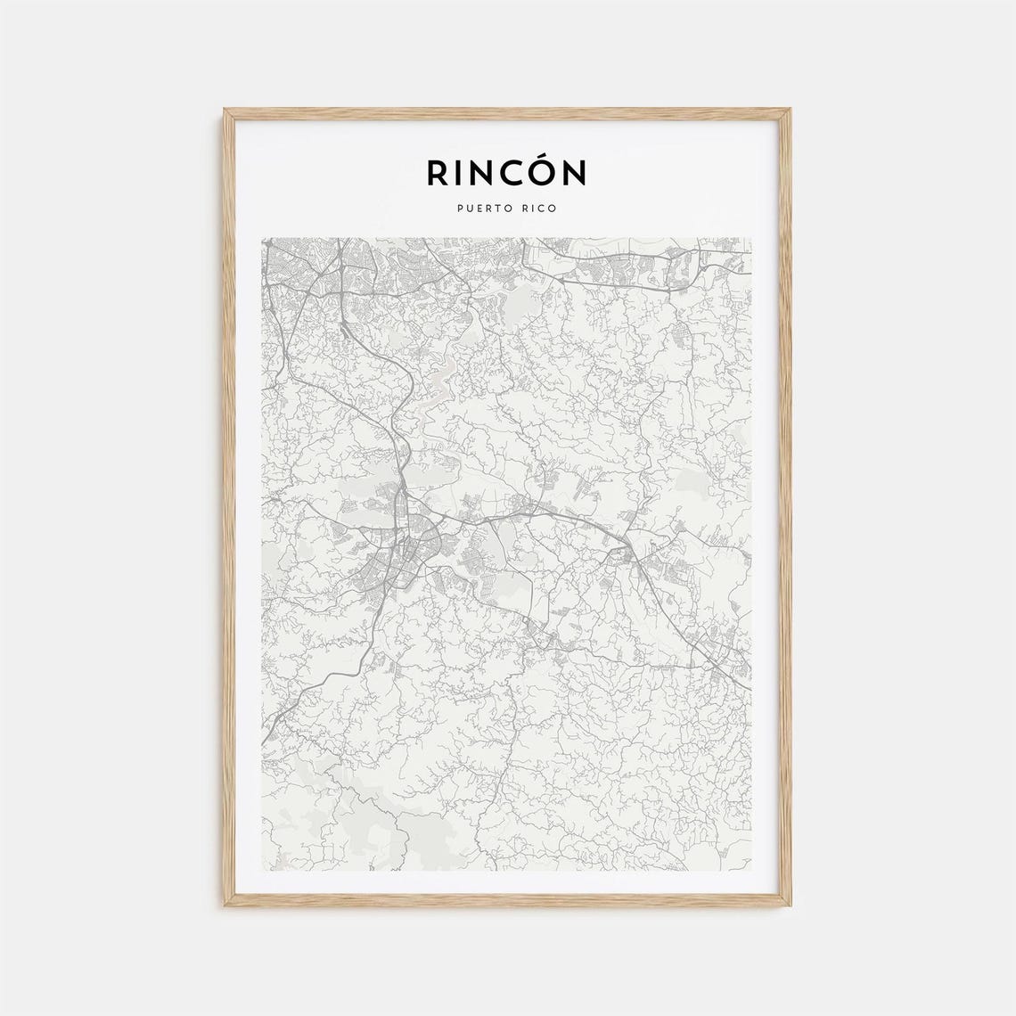 Rincon Puerto Rico Minimalist Street Map Surf Town Travel Poster