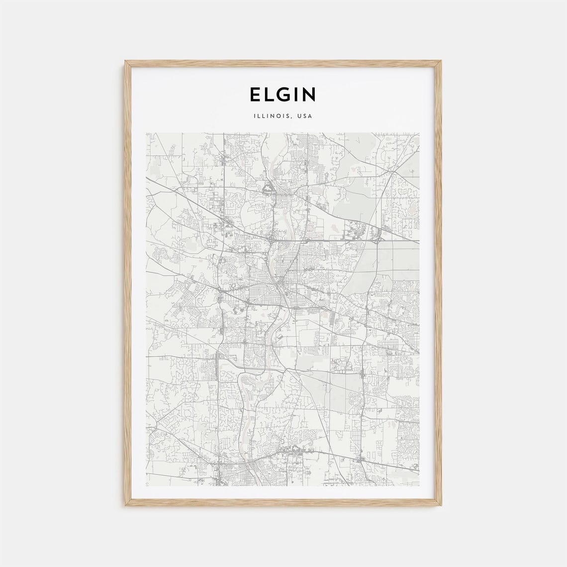 Elgin Illinois Minimalist Street Map Modern City Line Art Poster