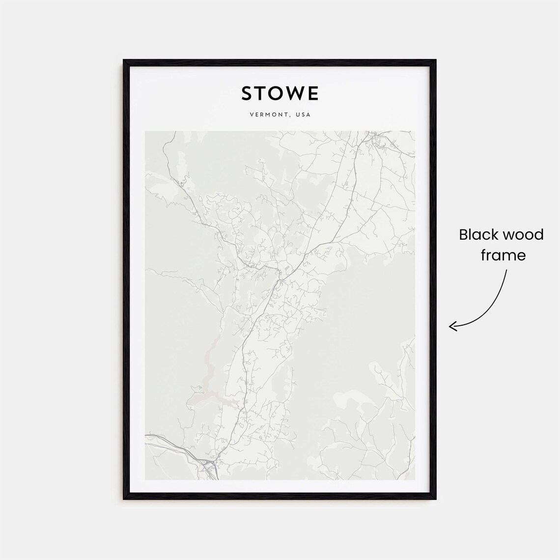 Stowe Vermont Minimalist City Street Map Line Art Home Decor Poster - Image 3