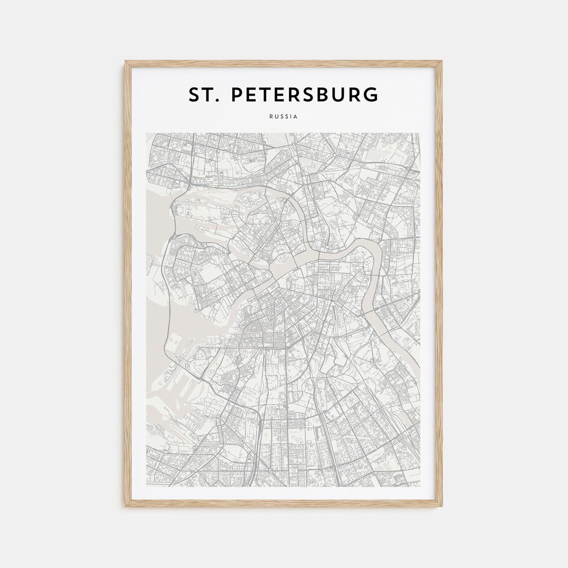 St. Petersburg Russia Minimalist City Map Line Art Home Decor Poster