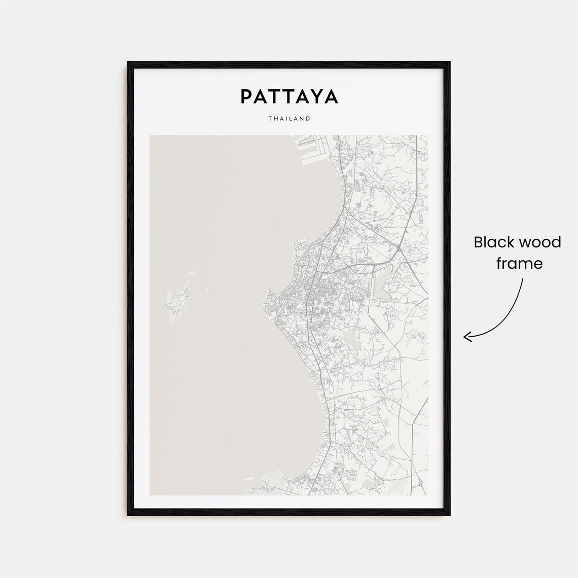 Pattaya Thailand Minimalist Coastal Street Map Decor Art Poster - Image 3
