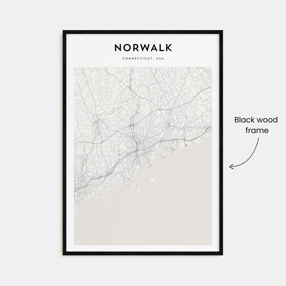 Norwalk Connecticut USA City Street Map Minimalist Line Art Poster - Image 3