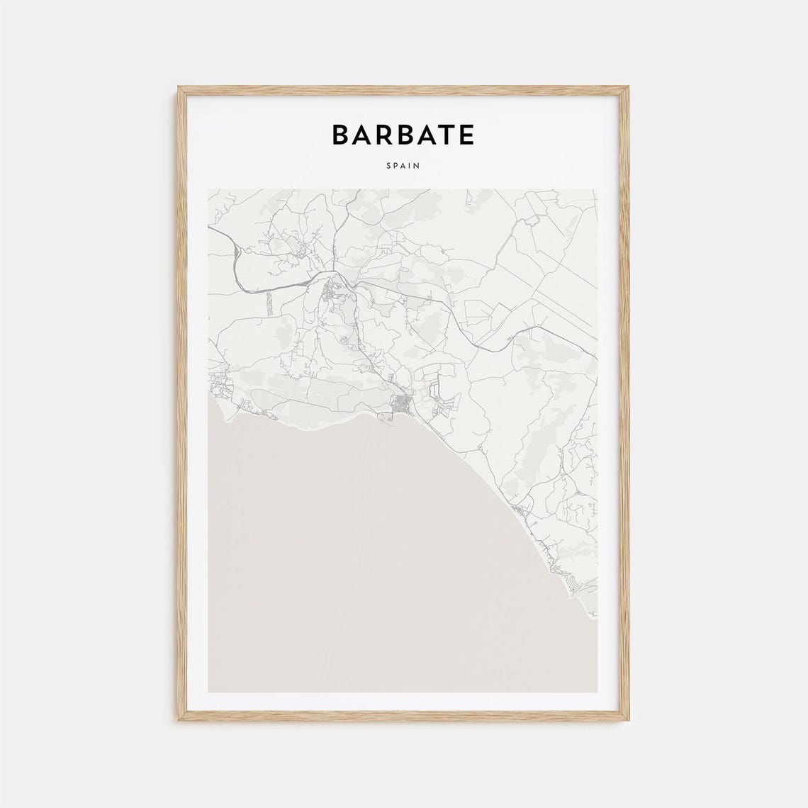 Barbate Spain Personalized Minimalist Beige Coastal City Map Poster