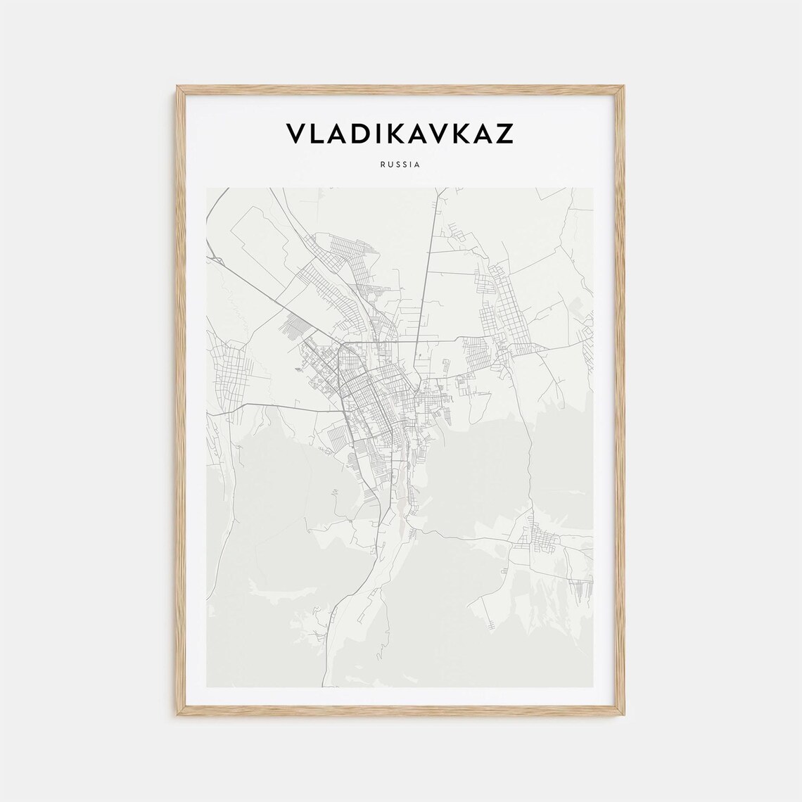 Vladikavkaz Russia Elegant Minimalist City Street Map Poster