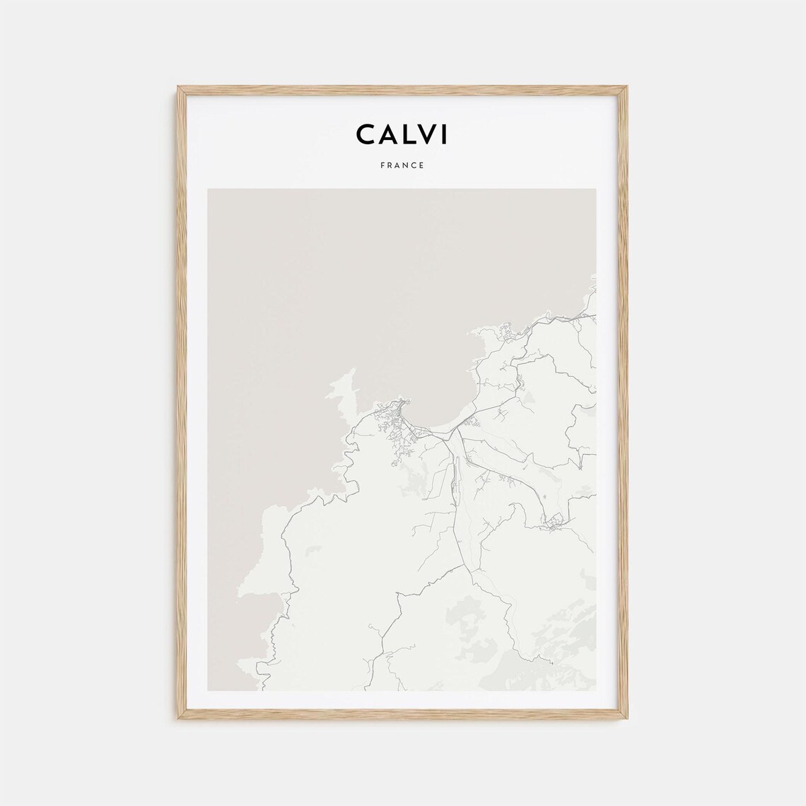 Calvi Corsica France Minimalist Coastal Street Map Wall Art Decor