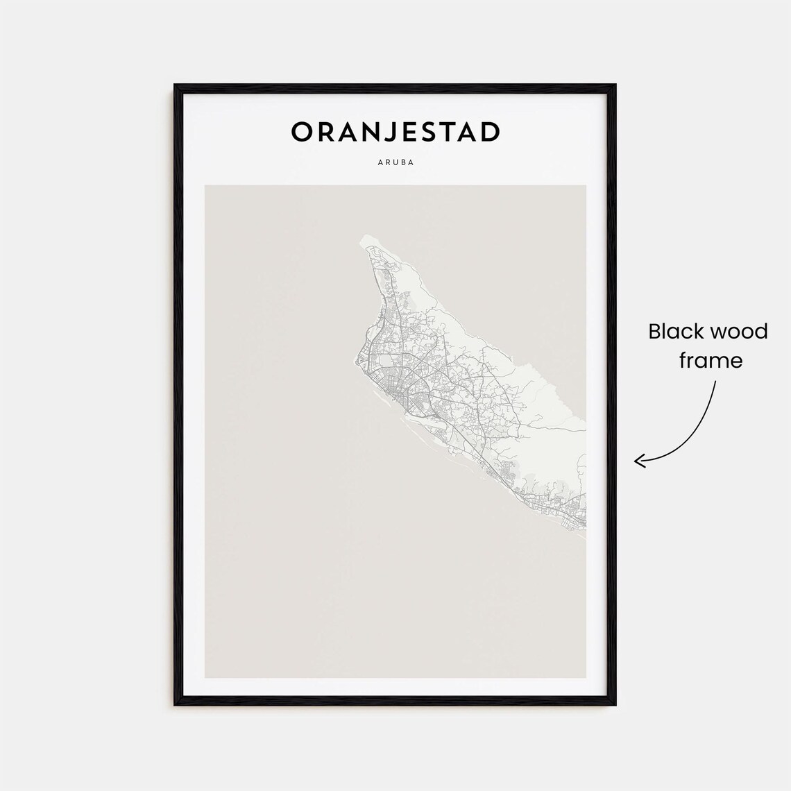 Oranjestad Aruba Island Minimalist Street Map City Travel Art Poster - Image 3