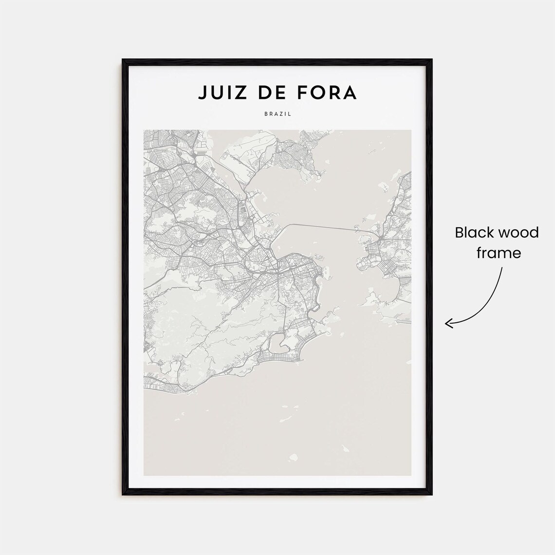 Juiz de Fora Brazil Minimalist City Street Line Art Map Poster - Image 3