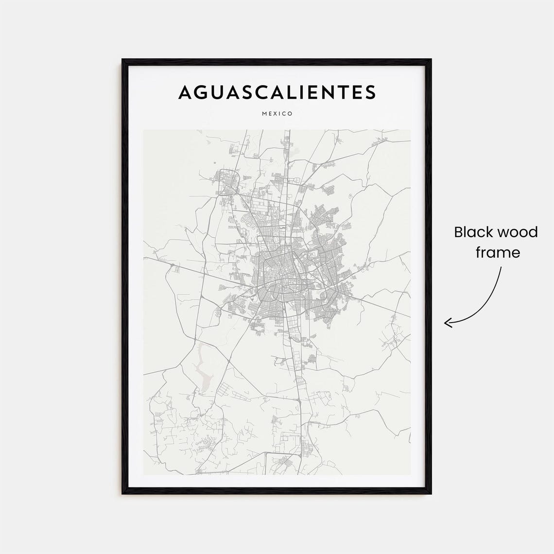 Aguascalientes Mexico Minimalist City Street Map Travel Poster - Image 3