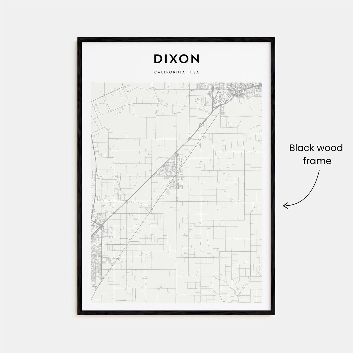 Dixon California USA Modern Minimalist City Street Map Travel Poster - Image 3