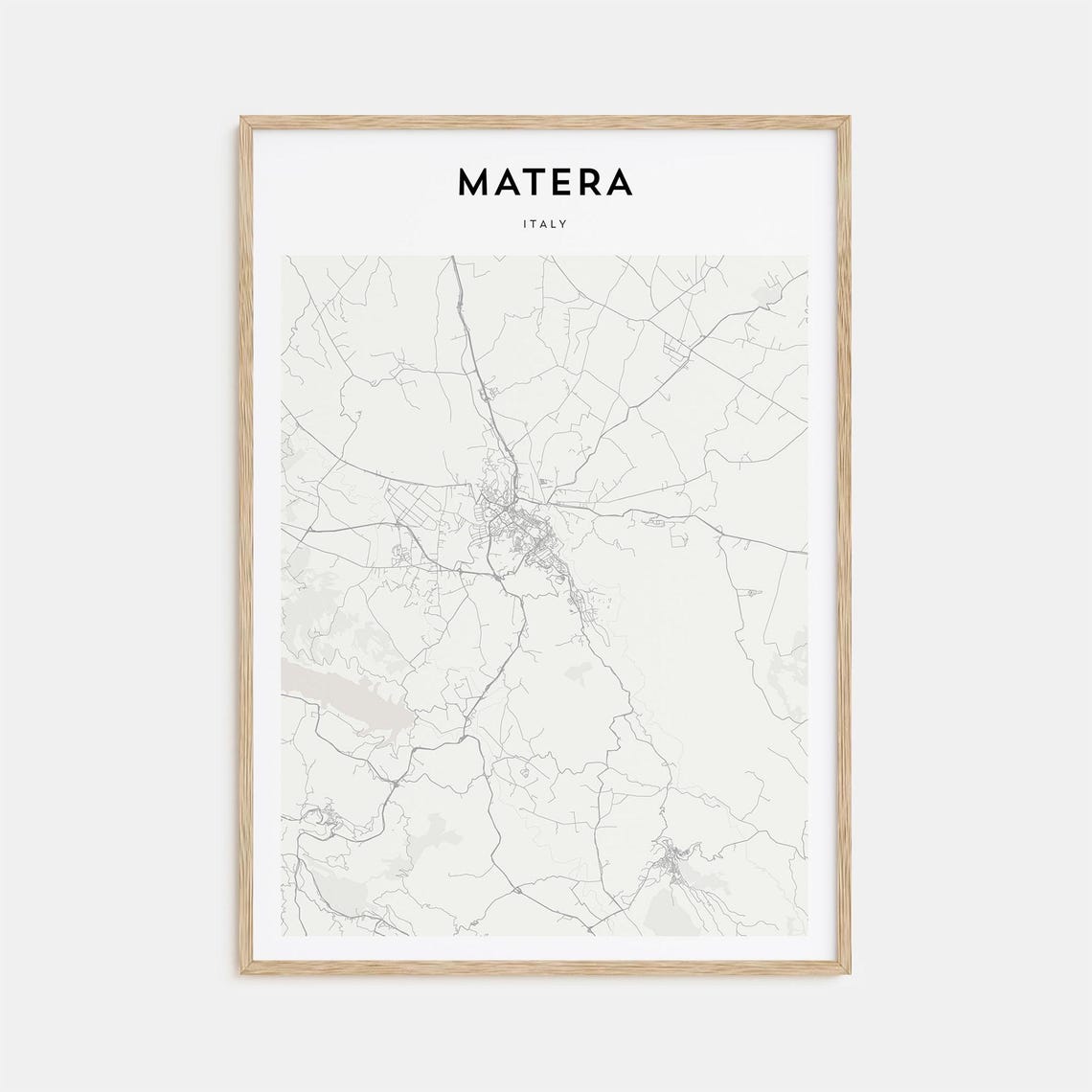 Matera Italy Ancient Hill Town Beige Minimalist Map Art Poster