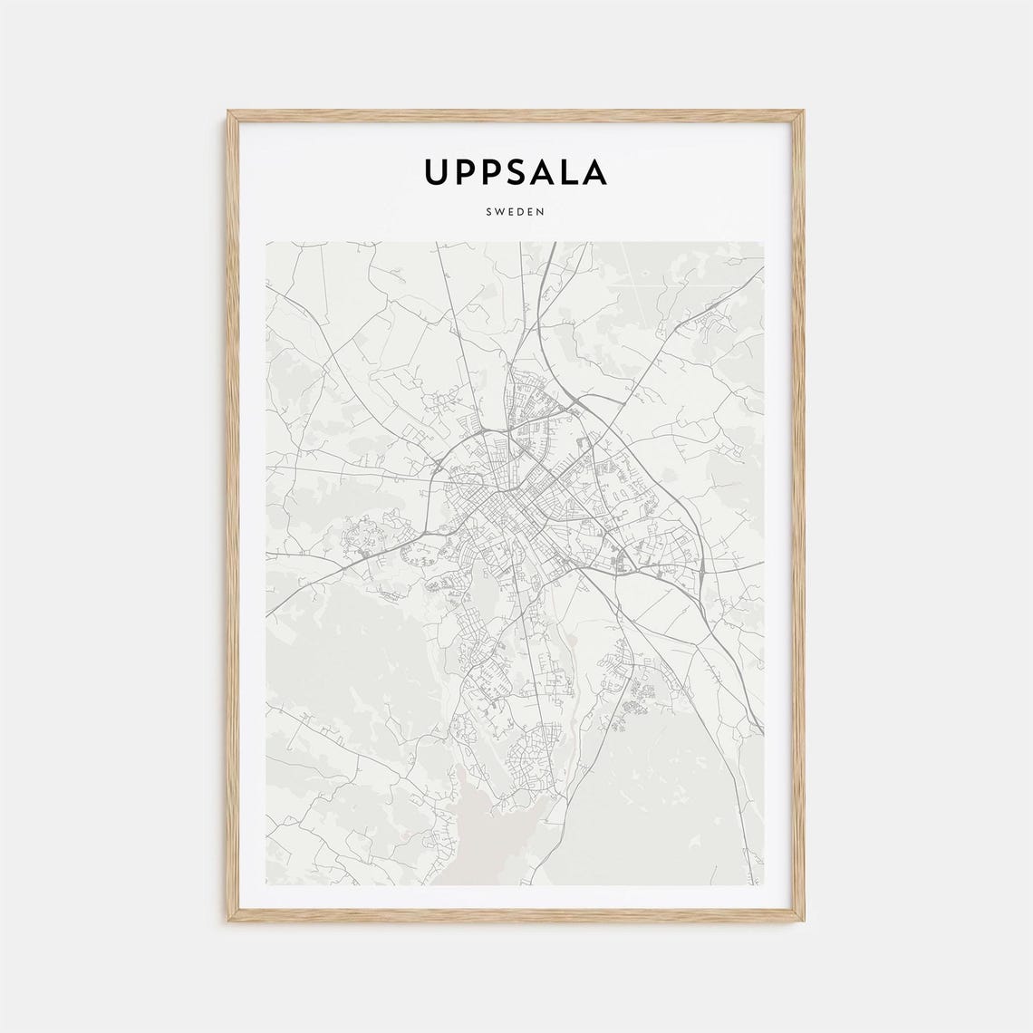 Uppsala Sweden Minimal Elegant Cream City Map Travel Decor Poster